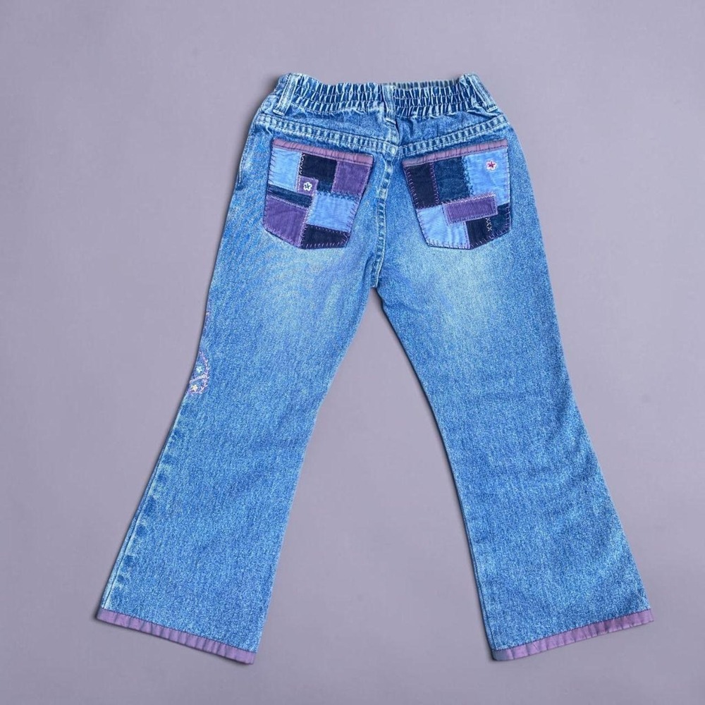 Vintage Y2K Gap Kids Embroidered Butterfly Patchwork Jeans Girls Size 5